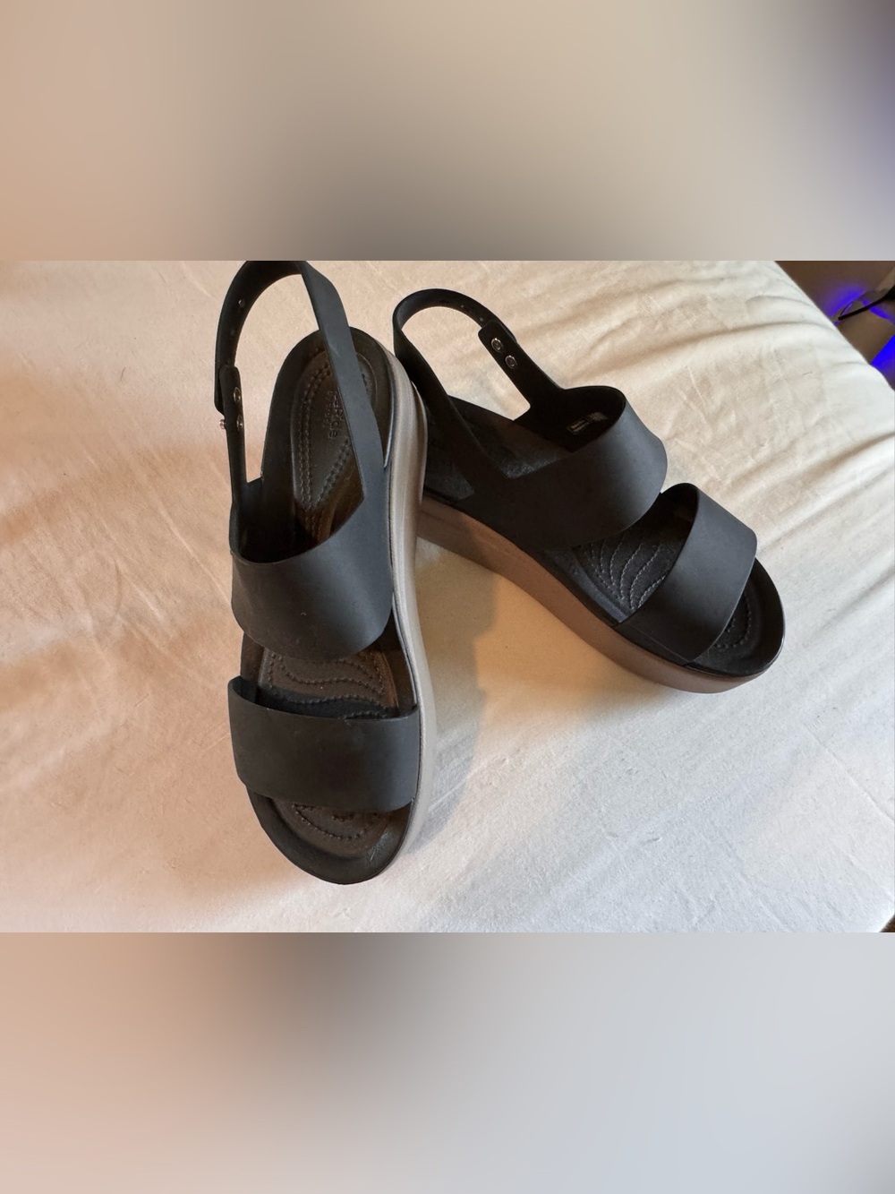 Women's Crocs Black Platform Slingback Sandals